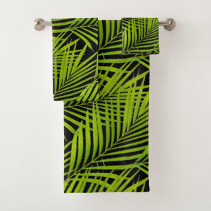 Conjunto De Toalhas Folhas de Palmeira Botânicas Simples Verdes em Pre