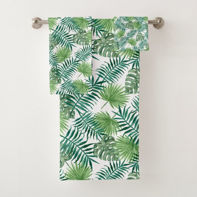 Conjunto De Toalhas Folhas de Palmeira Verdes Modernas (Insitu)