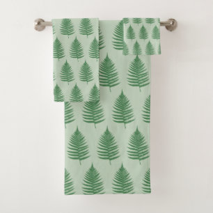 Conjunto De Toalhas Folhas de samambaia botânicas bonitas em verde cla