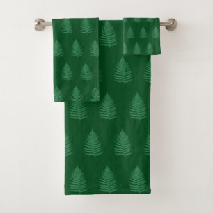 Conjunto De Toalhas Folhas de samambaia botânicas bonitas em verde flo