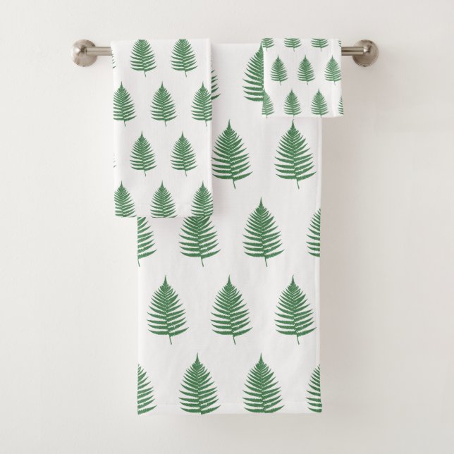 Conjunto De Toalhas Folhas de samambaia verdes botânicas bonitas em br (Insitu)