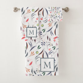 Conjunto De Toalhas Folhas E Penas Monogramas