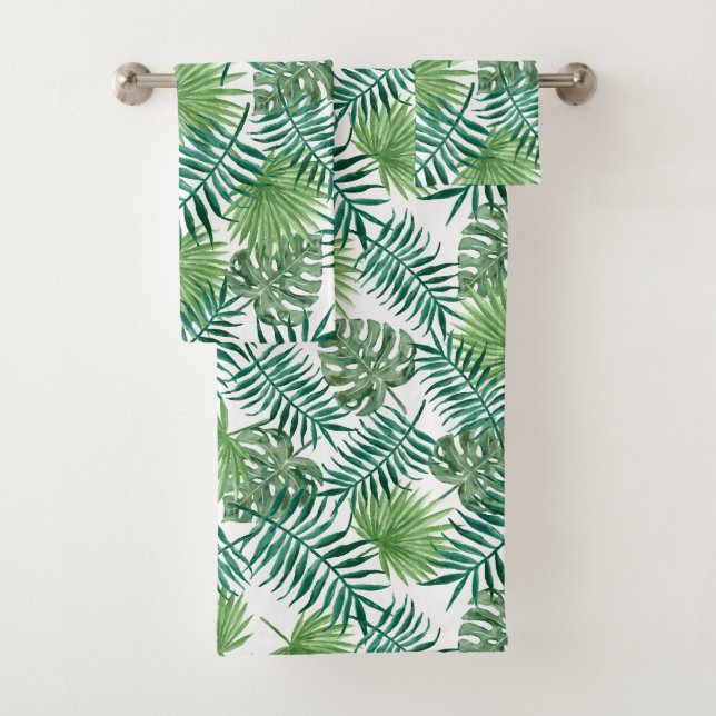 Conjunto De Toalhas Folhas Exóticas Verdes (Insitu)