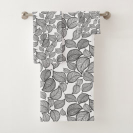 Conjunto De Toalhas Folhas Negras na Torre Branca