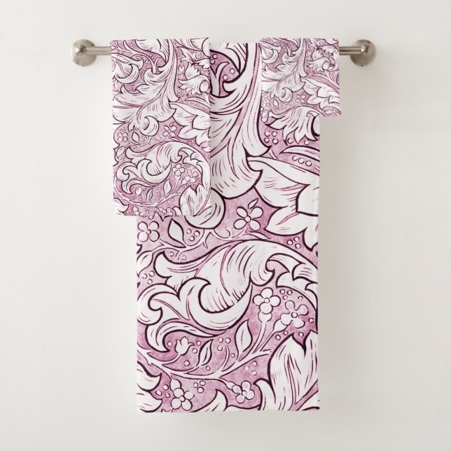 Conjunto De Toalhas Folhas Ornamentais Rosa Barroco (Insitu)