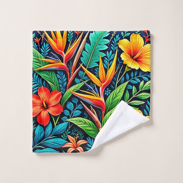 Conjunto De Toalhas Folhas Tropicais Arte em Flor (Pano de lavar)