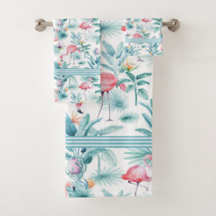 Conjunto De Toalhas Folhas tropicais, cor-de-rosa, flores