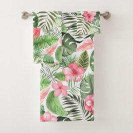 Conjunto De Toalhas Folhas tropicais e flores