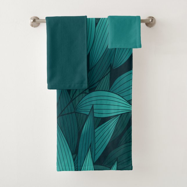 Conjunto De Toalhas Folhas tropicais gradientes (Insitu)