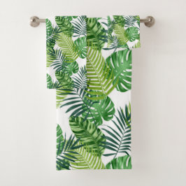 Conjunto De Toalhas Folhas tropicais verdes