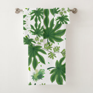Conjunto De Toalhas Folhas Verdes