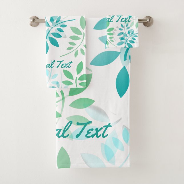 Conjunto De Toalhas Folhas verdes azuis (Insitu)