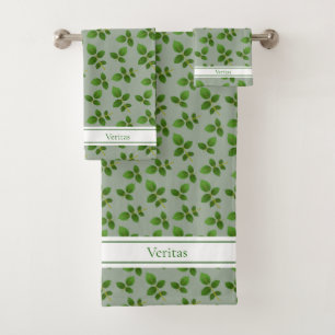 Conjunto De Toalhas Folhas verdes elegantes em Louro Verde