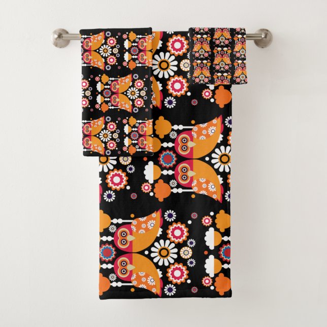 Conjunto De Toalhas Folk Art Owl (Insitu)
