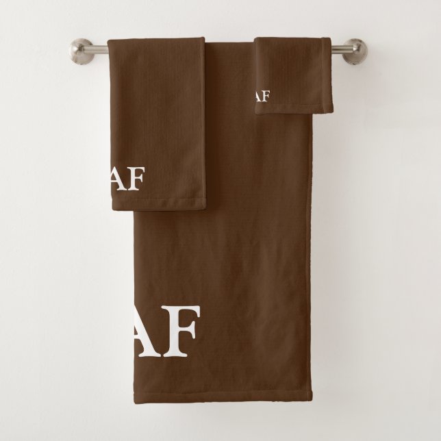 Conjunto De Toalhas Fonte de Bloco Marrom e Branco Monograma (Insitu)