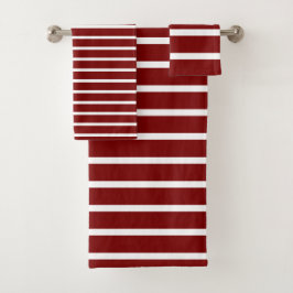 Conjunto De Toalhas For Elegant Homes – Deep Red & White Striped 