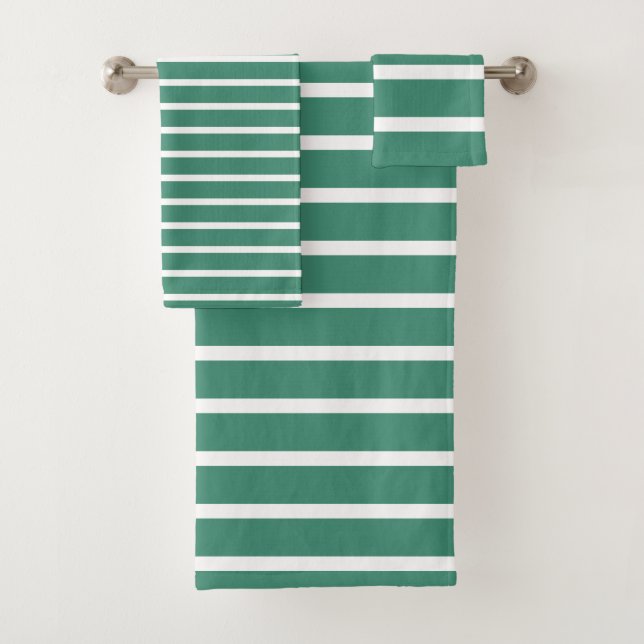 Conjunto De Toalhas For Nature Lovers – Green & White Striped  (Insitu)
