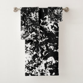 Conjunto De Toalhas Formação de gelo Abstrato a preto e branco