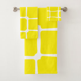 Conjunto De Toalhas Formas Amarelas Quadrados Negros Assimétricos