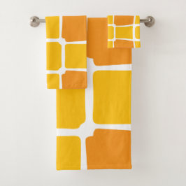 Conjunto De Toalhas Formas amarelo alaranjadas Quadrados Negrito assim