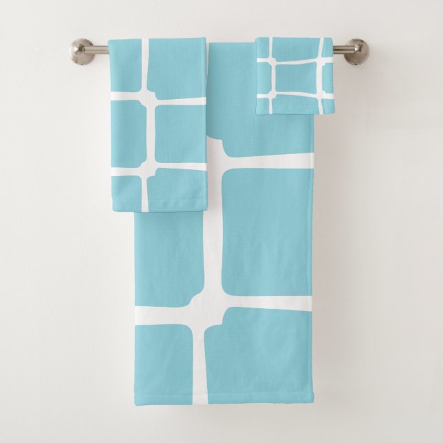 Conjunto De Toalhas Formas Azuis Quadrados Negrito assimétrico (Insitu)