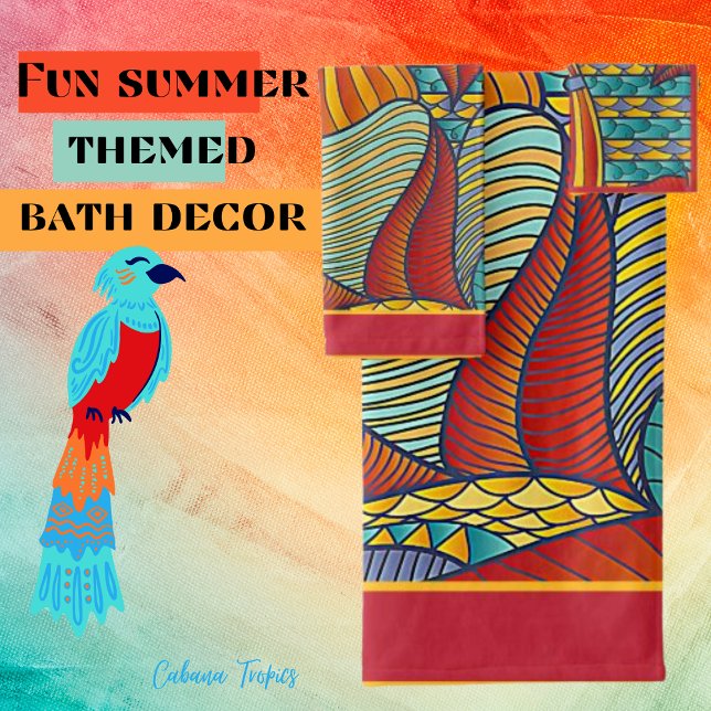 Conjunto De Toalhas Formas Contemporâneas Teal, Laranja, Diversão Amar (Criador carregado)