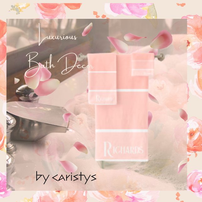 Conjunto De Toalhas Formas de Pêssego Monograma com Branco (Criador carregado)