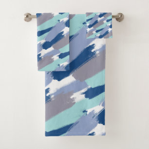 Conjunto De Toalhas Formas de Traços de Pincel Azul