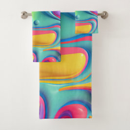 Conjunto De Toalhas Formas Fluídas Arco-Íris de Plástico