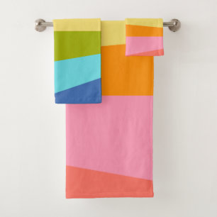 Conjunto De Toalhas Formas Geométricas Abstrato Brilhantes Arco-ír
