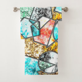 Conjunto De Toalhas Formas geométricas com texturas esbranquiçadas est