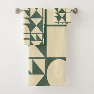 Conjunto De Toalhas Formas Geométricas Modernas Verde Floresta