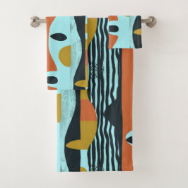 Conjunto De Toalhas Formas verdes e geométricas contemporâneas