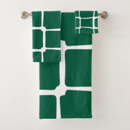 Conjunto De Toalhas Formas Verdes Quadrados Negrito Assimétrico