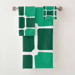 Conjunto De Toalhas Formas Verdes Quadrados Negrito Assimétrico