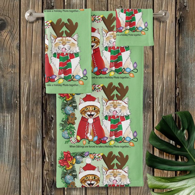 Conjunto De Toalhas Foto de Natal Anual para Gatos (Criador carregado)
