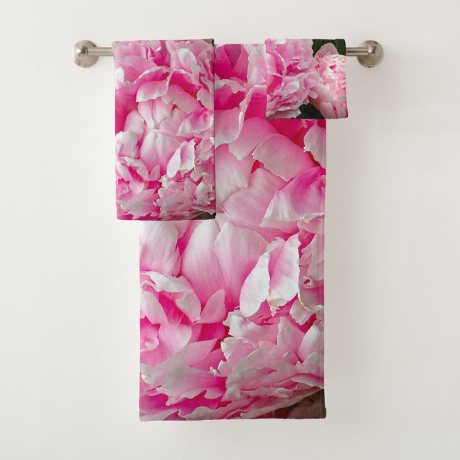 Conjunto De Toalhas Foto Floral bonito de Peonies Rosa (Insitu)