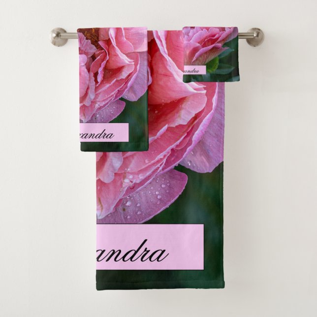 Conjunto De Toalhas Fotografia de Peony Rosa Floral (Insitu)