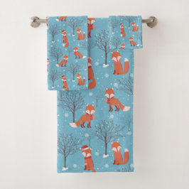 Conjunto De Toalhas Fox de Natal de inverno