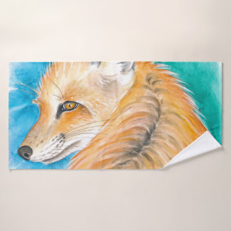 Conjunto De Toalhas Fox Watercolor Art, de cor vermelha