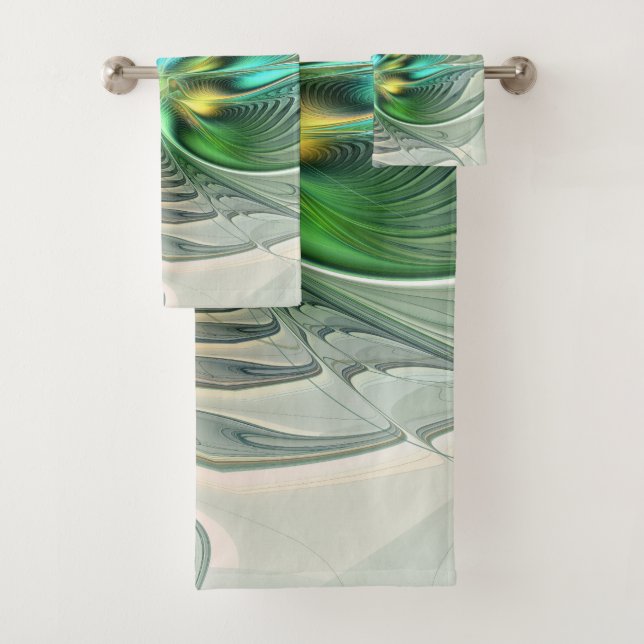 Conjunto De Toalhas Fractal de Flor Abstrato moderna fantasia colorida (Insitu)