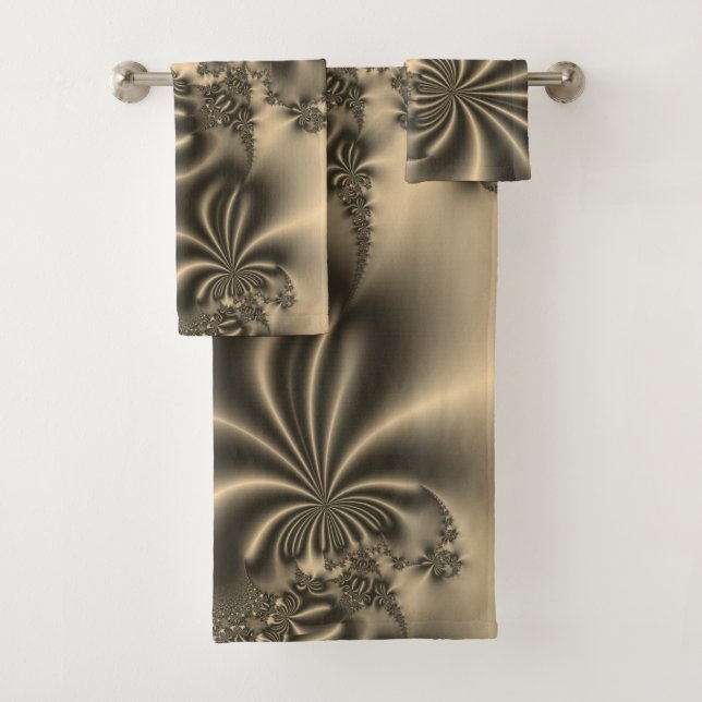 Conjunto De Toalhas Fractal de Fluxo Dourado Antiquado (Insitu)