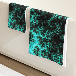 Conjunto De Toalhas Fractal Preto Verde Abstrato