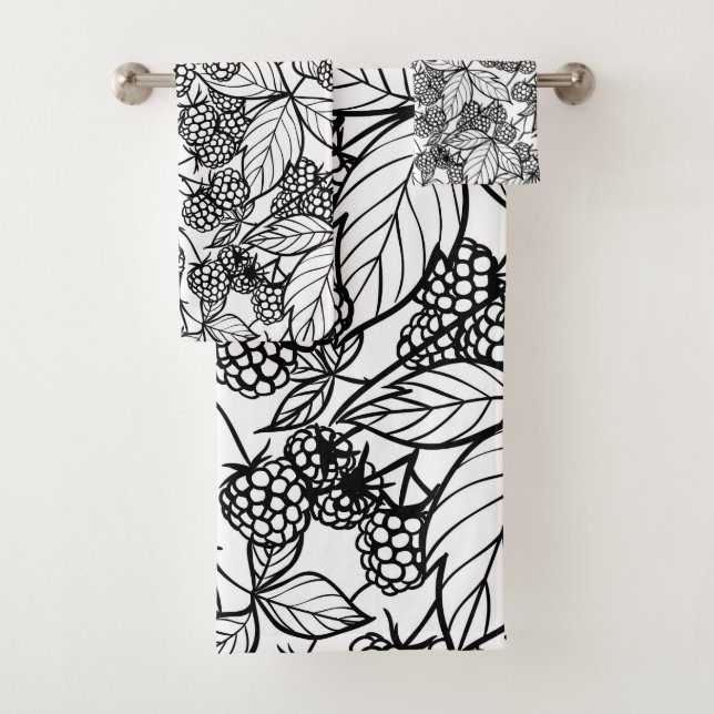 Conjunto De Toalhas Framboesas desenhadas manualmente (Insitu)