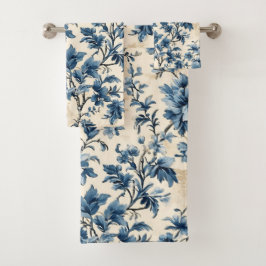 Conjunto De Toalhas Francês Country Blue Toile