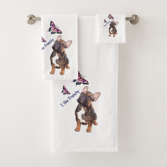 Conjunto De Toalhas Französische Bulldogge Schmetterling  Bulldog (Insitu)