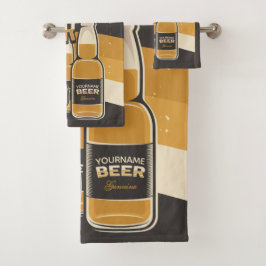 Conjunto De Toalhas Frasco de Cerveja Personalizado Bar Repetitivo