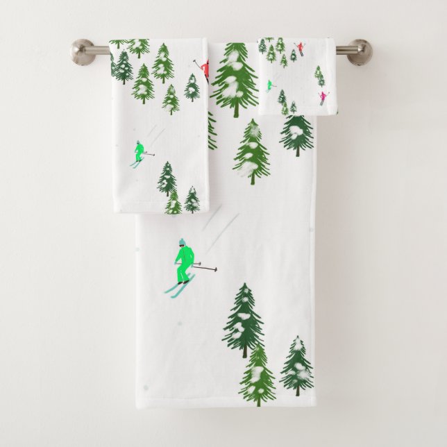 Conjunto De Toalhas Freeride Alpino Skiiers - Esqui ilustração (Insitu)