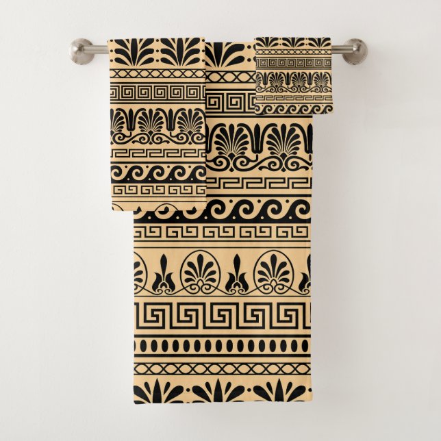 Conjunto De Toalhas Frete Grego, Padrão Mediterrânico, Castanho (Insitu)