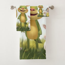 Conjunto De Toalhas Fröhliche Wiesengang – Bunte Tierfreunde im Frühli